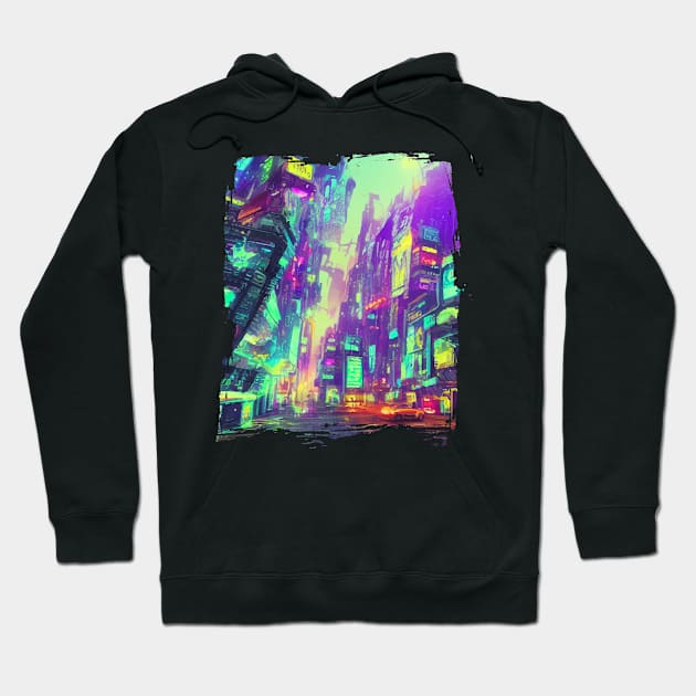 Japan Neon City Lights Hoodie by star trek fanart and more